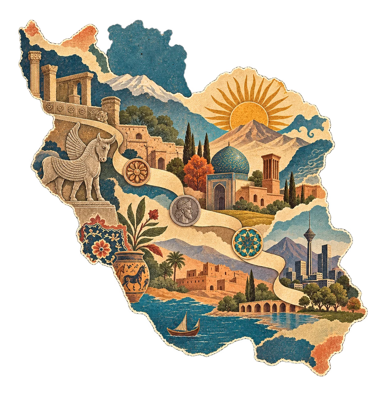 تصویر گرافیکی و تاریخی از نقشه ایران